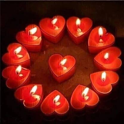 Sinu Craft Special moment Heart Shaped Red Candles scented Red Love Romantic Heart Shape Candle (Red, Pack of 10) Candle