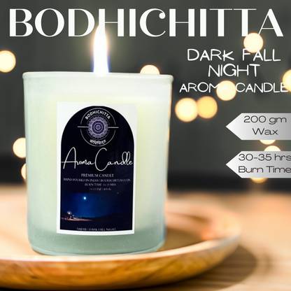 Bodhichitta Dark Fall Night Scented Glass Candle | 30-35 Hrs Burn Time Pure Soy Wax Candle