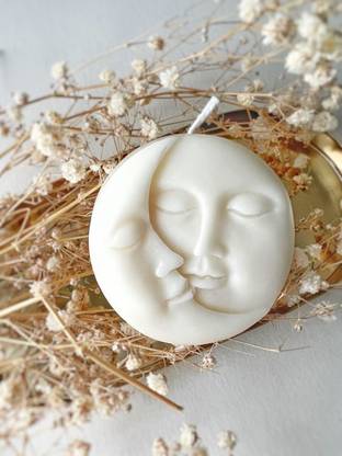ASTRID Moon Face Candle (Pack of Two), Valentine Day Candle, 60 GMS each Candle