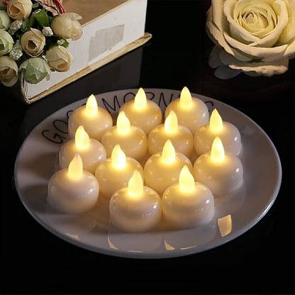 CARNIVAL Water Sensor Floating Candles Battery Operated Waterproof Led Flameless & Smokeless Tealight Candles (Set of 12) Candle