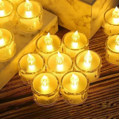 True Décor Flameless & Smokeless Transparent Acrylic Led Tea Light Candle Candle