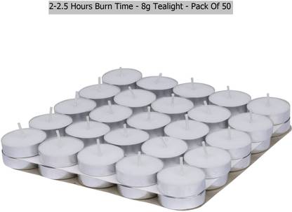 Joyarix Festive Glow 2.5-3 Hrs Burning White Unscented Tealight Candles Pack Of 50 Candle