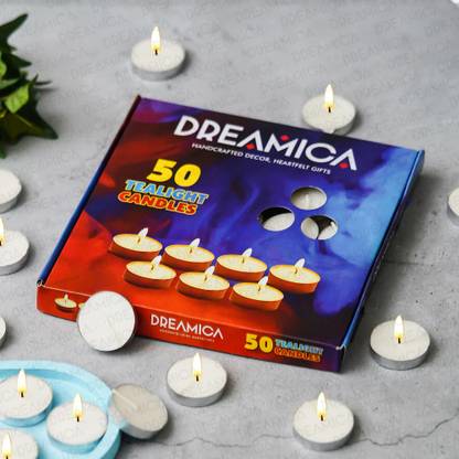 CW Dreamica Pack Of 50 , Long-Burning White Tealight Candles Candle