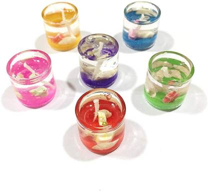 Selibration Mini Gel Wax glass Jelly Candle Set Of Mixed Color (Pack of 12) Candle