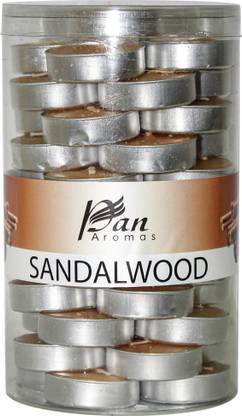 Pan Aromas 45-Pack Scented Tealight Candle – Sandalwood Candle  (Brown, Pack of 45) at Rs. 49