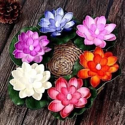 Zonoti Store Lotus Flower Shape Water Sensor Floating LED Smokeless Home Decoration Diya Candle