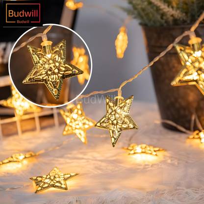 Budwill ® 5 Meter 10 LED Golden Star Light for Diwali, Christmas Home Decoration Candle