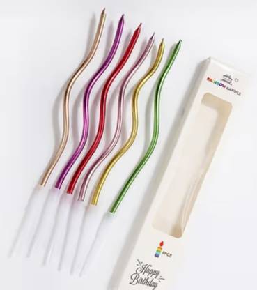 NandN Mettalic Spiral Twisted Multicolor Candle Candle
