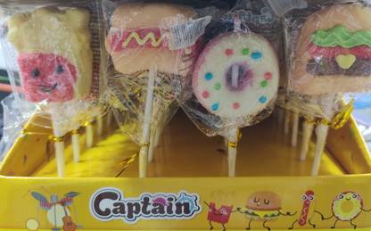CAPTAIN Marshmallow Lollipops Soft Cady Yellow Box HALAL Marshmallow