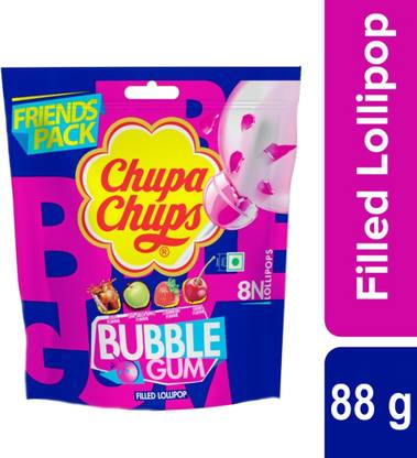 Chupa Chups Gum-Filled Cherry, Strawberry, Green Apple, Cola Lollipop