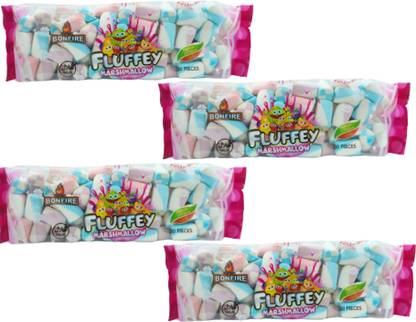 AS enterprises Pack of 4 (100 Pcs Per Pack) Fluffey Marshmallow Fruit Flavours Fruit Marshmallow