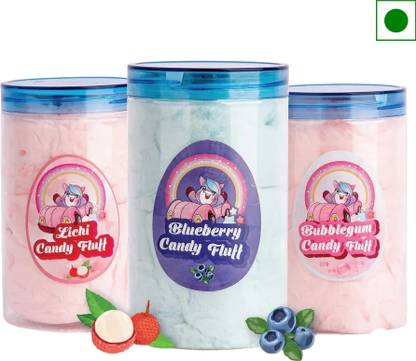 POPCORN&COMPANY PnC-Blue-Lichi-bubble-Candyfloss-packof3-240g Blueberry, Lichi, Bubblegum Cotton Candy