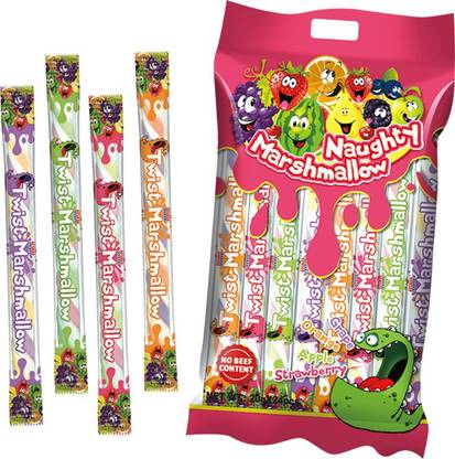 Peppal Marshmallow Sticks Candies Set of 24 Pieces Orange, Strawberry & Mix Fluffy Fruit Marshmallow