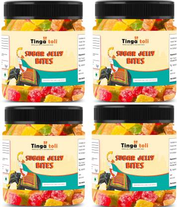 TINGA TOLI Sugar Jelly Bites | Fruit Jelly Candy | Sugar Coated Jelly Bites |Jar Pack Fruits Jelly Candy