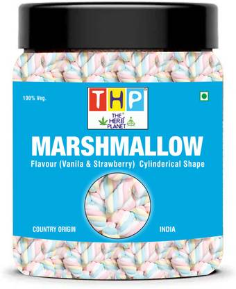THE HERBS PLANET Sprial Shape Marshmallow Candy Pure Veg Marshmallow Vegan Flavour Strawberry, Vanilla Marshmallow