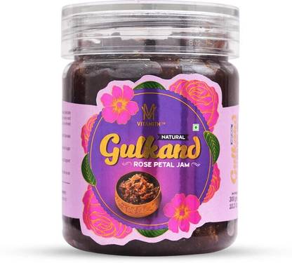 VITAMITH 100% Natural Gulkand Made with Handpicked Spring Rose Petals and Rock Sugar Rose Candy