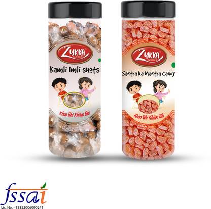 Zykka Kamli Imli Shots 220g and Santra Ka Mantra Candy ,220 g Sweet & Sour Mouth Freshener