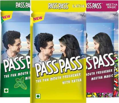 Pass Pass Mouth Freshener | 54 pieces in 1 | contain MEETHA MAGIC , KATHA AND MINT FLAVOUR ALL MIX Mouth Freshener