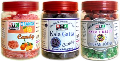 VTC Orange Candy/Toffee, Kala Khatta Toffee Black Toffee Or Fruit Churan Goli Fruit Toffee