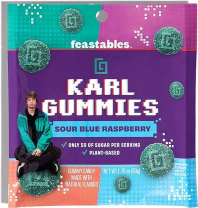 Feastable Karl Gummies Sour Blue Raspberry Gummy Candy Sour Blue Raspberry Sour Candy