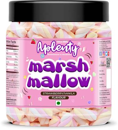 APLENTY Pure Veg Twist Marshmallows Candy | Assorted Fruit Flavour Twisted Shape Vanilla & Strawberry Marshmallow