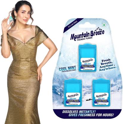 Mountain breeze Sugar-Free Coolmint Fresh Breath Strips 3*( 24 Strips ) CoolMint Mouth Freshener