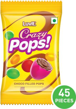 LuvIt CrazyPops | Button Shaped Treats | 45 x 9.1g Chocolate Skittles