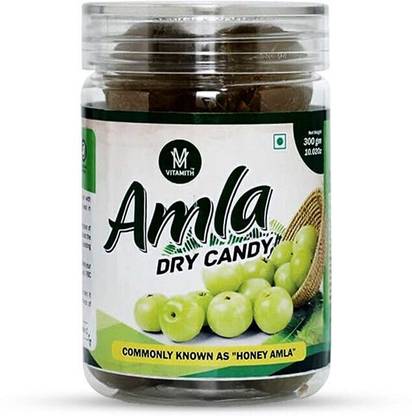 VITAMITH Amla Whole Fruit Sun-Dried Indian Gooseberry Pack (300 Gms) Sweet Natural 100% Awla Candy