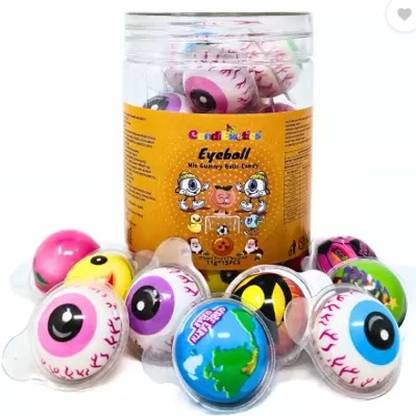 AS enterprises 3D Bursting Eye Ball Candy Center Filled Gummy Candy Jelly Balls 30Pcs jar Mixed Fruits Jelly Candy