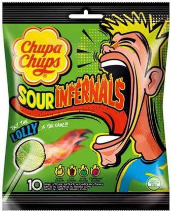 Chupa Chups Sour Infernals 10 Assorted Flavour Sour Lollipops Sour Lollipop