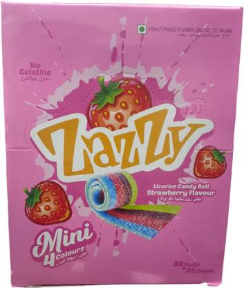 Paradise Zazzy Licorice Strawberry Candy Roll Mini 4 Made Strawberry Juice Refreshing Strawberry Candy