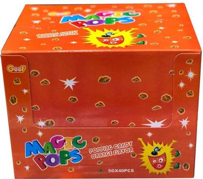 Magic Pops Popping Candy as Small Crystals and Transforms Into a Fizzy (40 Sachets) Orange Candy
