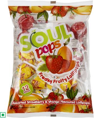 Modicare SOUL POPS FREAKY FRUITY LOLLIPOPS - 12 units - pack 3 mango, strawberry Candy