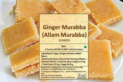 E Food Factory Ginger Murabba (Allam Murabba) 250 g Ginger Candy