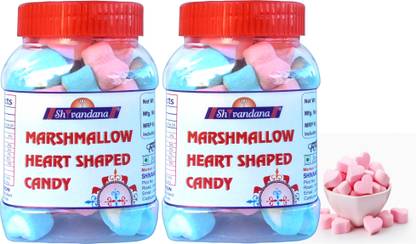 SHIVANDANA Yummy Marshmallow Heart Shape Candy Strawberry and Vanila Flavour Strawberry, Vanila Marshmallow