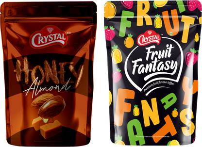 CRYSTAL Honey Almond Chocolate And Fruit Fantasy Mix Chocolate Combo 200 Toffee Honey Almond, Mix Fruit Candy