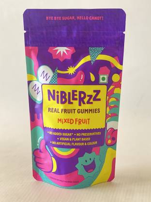 Niblerzz Real Fruit Gummies Pack of 3 Mango, Blueberry and Orange Candy