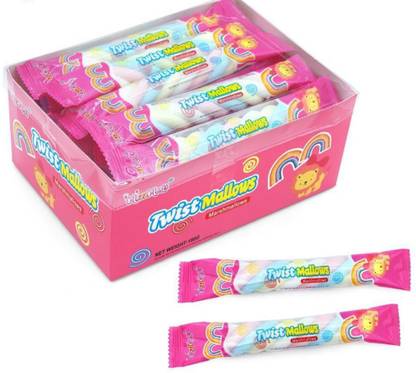ASFOODS Twist Marshmallow Stick 30/Pcs Box Fluffey Fruit Flavours Marshmallow Mix Fruit Marshmallow