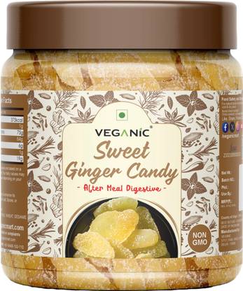 Veganic Organic Sweet Ginger Slice | Dried Ginger Candy | Adrak Slices ginger slice Mouth Freshener