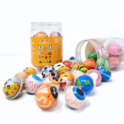 CANDIEXOTICS 3D Bursting Eyeball and Mix Shaped Balls Candy Center Filled Gummy Candy Mixed Fruits Flavour Jelly Candy
