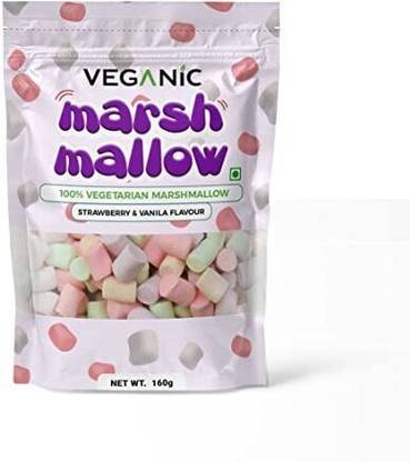 Veganic Marshmallows Pure Veg | Block Shaped Multicolor | Strawberry/Vanilla Flavour | Mini Marshmallow Candy Sweet Marshmallow