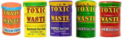 TOXIC WASTE Variety Pack Nuclear Fusion, Hazrdously Sour, Purple Sour, Green Sour, Red Sour Candy