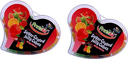 FRUTZEE Sugar Coated Jelly Heart 200 gm Sugar Candy or Beans- Combo of 2 Assorted 10 Flavours Jelly Candy