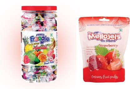 Mala’s Froogle Fruity Chews(600g) + Mellojels StrawBerry Fruit Gums(150g) Mix Jelly Candy