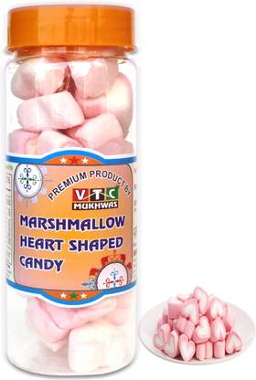 VTC Premium Pink Soft Heart Marshmallow Candy Strawberry, Vanilla Marshmallow Candy Strawberry, Vanilla Marshmallow