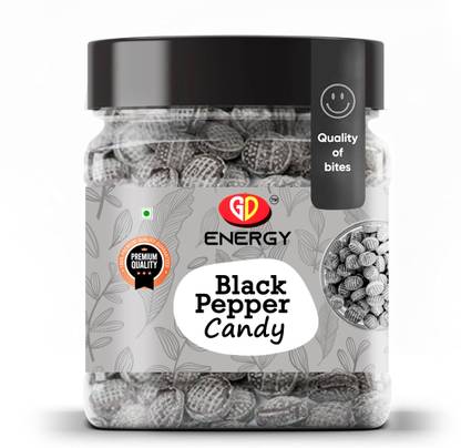 Gd Energy Black pepper Candy /Black pepper Toffee |Black Pepper candy -500 Gram Jar Pack Black pepper Candy
