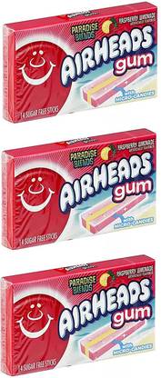 Air Heads Sugar Free Gum Paradise Blends Raspberry Lemonade With Micro Candies 14 Sugar free Sticks