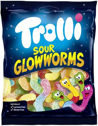 Trolli Sour Glowworms Perfect for Kids (Pack of 1, 100gm) Sweet Jelly Candy