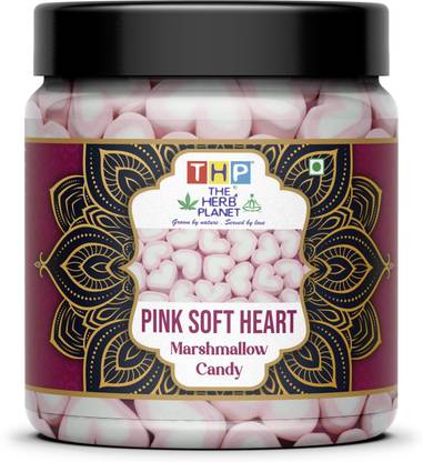 THE HERBS PLANET Pink Soft Heart Marshmallow Candy Strawberry, Vanilla Marshmallow