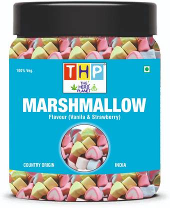 THE HERBS PLANET Heart Shape Marshmallow Candy 50 Pieces Vegan Strawberry, Vanilla Marshmallow